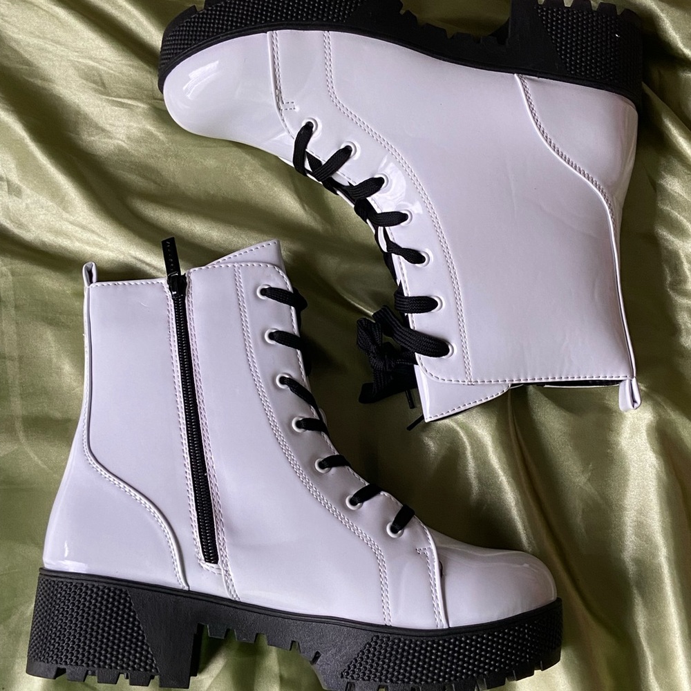 white combat boots